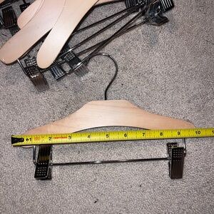 SET OF 10 kids 10inch Wooden Pant/Skirt Hanger with Metal Clips - Natural Wood